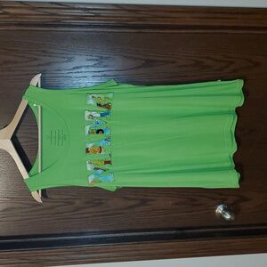 Little Peanut Bamboo Mystery Machine Mama Lime Green Tank Top Size Large